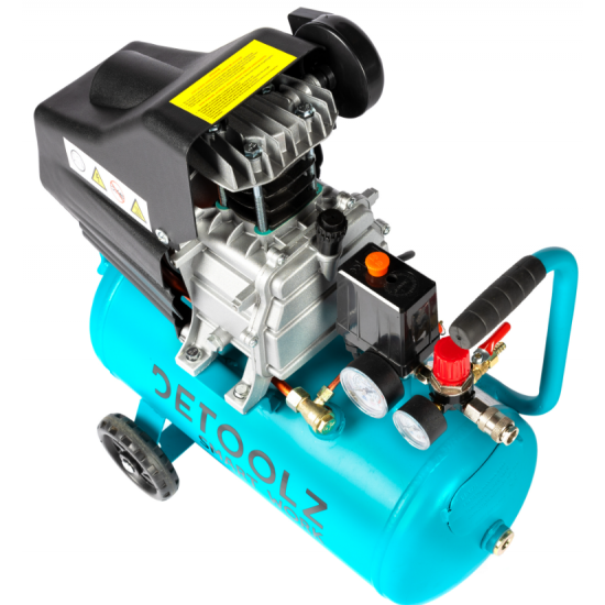 Compresor  24L cu ulei, 1500 W, debit 160L/min, 8 bar, 2 prize de aer Detoolz