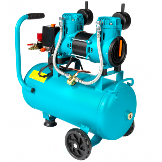 Compresor  24L fara ulei, 1500 W, debit 154L/min, 8 bar, 2 prize de aer Detoolz