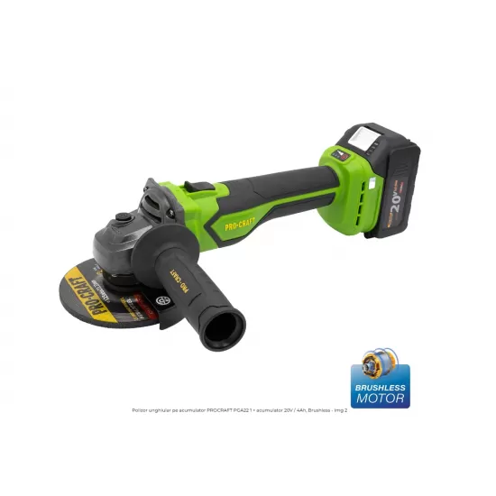 Polizor unghiular pe acumulator PROCRAFT PGA22 1 × acumulator 20V / 4Ah, Brushless