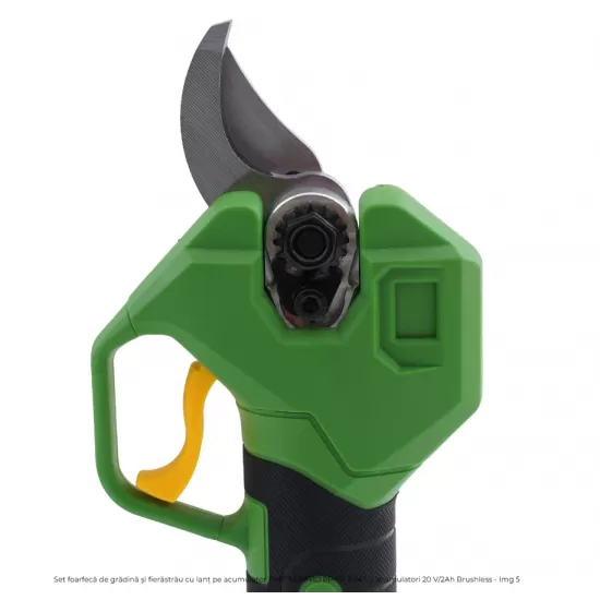 Set foarfecă de grădină și fierăstrău cu lanț pe acumulator PARTNERPRO PP-FF 5 IN 1, 2 acumulatori 20 V/2Ah Brushless