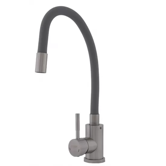 Baterie bucatarie SUS 304 cu pipa flexibila gri VITAL FLOW- FB-011 Ref Grey