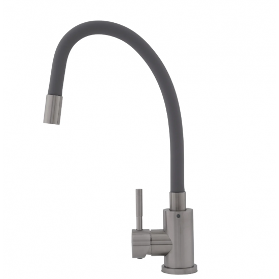Baterie bucatarie SUS 304 cu pipa flexibila gri VITAL FLOW- FB-011 Ref Grey