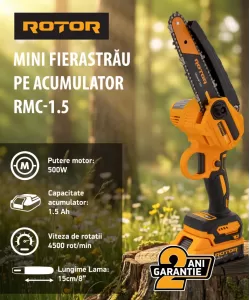 Mini fierastrau pe acumulator RMC-1.5 ROTOR 4500 rot/min 1 x Acumulator 21V 1.5Ah