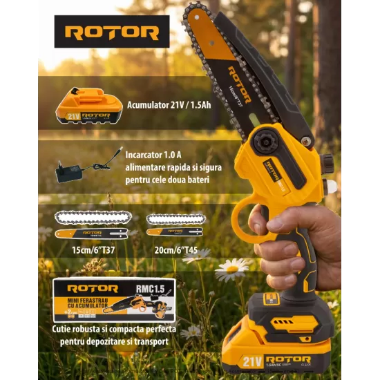 Mini fierastrau pe acumulator RMC-1.5 ROTOR 4500 rot/min 1 x Acumulator 21V 1.5Ah