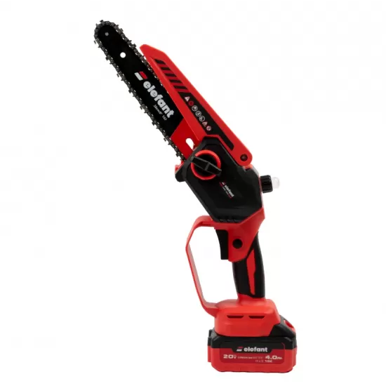 Mini fierastrau cu lant si acumulator ELEFANT EBS-104, 20V / 4Ah, Brushless
