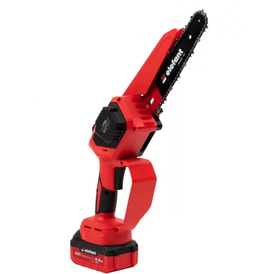 Mini fierastrau cu lant si acumulator ELEFANT EBS-104, 20V / 4Ah, Brushless