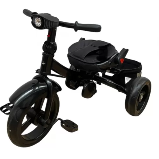 TRICICLETA COPII 5099 EVA PLUS CU POZITIE DE SOMN, SCAUN REVERSIBIL, FAR CU LUMINI SI MUZICA TURCOAZ GOLD