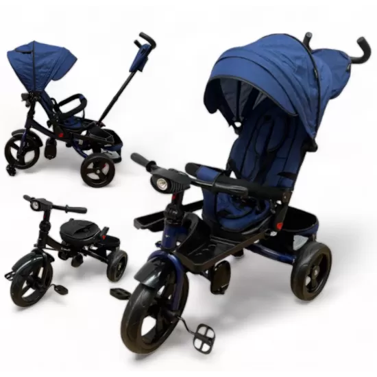 TRICICLETA COPII 5099EVA CU POZITIE DE SOMN, SCAUN REVERSIBIL, FAR CU LUMINI SI MUZICA, BLEUMARIN