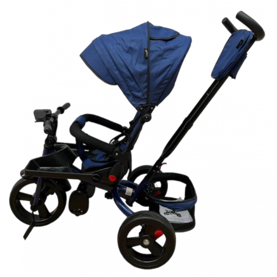 TRICICLETA COPII 5099EVA CU POZITIE DE SOMN, SCAUN REVERSIBIL, FAR CU LUMINI SI MUZICA, BLEUMARIN