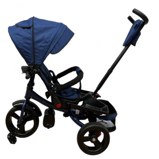 TRICICLETA COPII 5099EVA CU POZITIE DE SOMN, SCAUN REVERSIBIL, FAR CU LUMINI SI MUZICA, BLEUMARIN