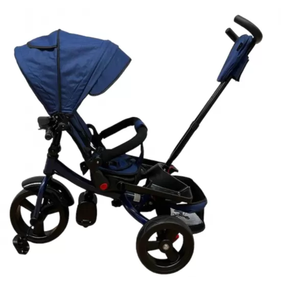 TRICICLETA COPII 5099EVA CU POZITIE DE SOMN, SCAUN REVERSIBIL, FAR CU LUMINI SI MUZICA, BLEUMARIN