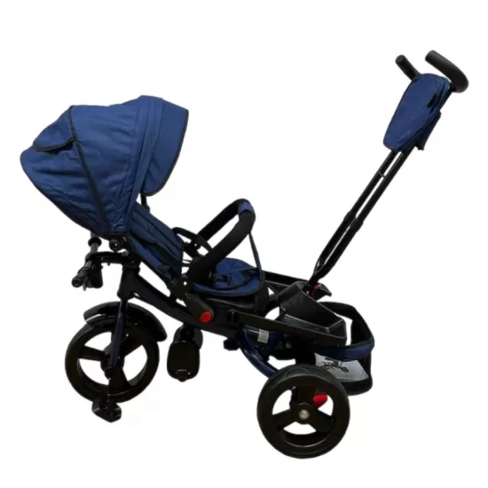 TRICICLETA COPII 5099EVA CU POZITIE DE SOMN, SCAUN REVERSIBIL, FAR CU LUMINI SI MUZICA, BLEUMARIN