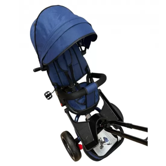 TRICICLETA COPII 5099EVA CU POZITIE DE SOMN, SCAUN REVERSIBIL, FAR CU LUMINI SI MUZICA, BLEUMARIN