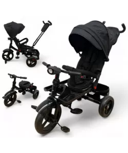Tricicleta copii cu pozitie de somn, muzica si lumini, 8 luni-4 ani, UNV-5099EVA-NEGRU