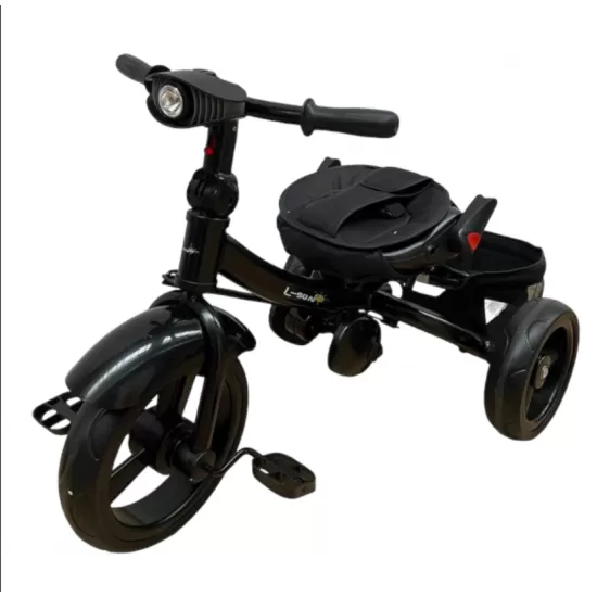 Tricicleta copii cu pozitie de somn, muzica si lumini, 8 luni-4 ani, UNV-5099EVA-NEGRU