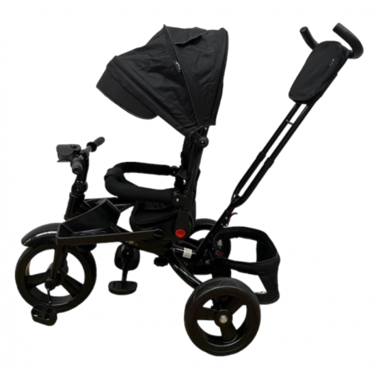 Tricicleta copii cu pozitie de somn, muzica si lumini, 8 luni-4 ani, UNV-5099EVA-NEGRU