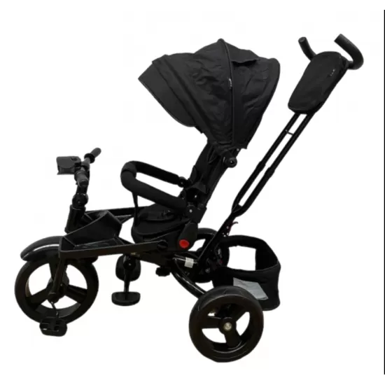 Tricicleta copii cu pozitie de somn, muzica si lumini, 8 luni-4 ani, UNV-5099EVA-NEGRU