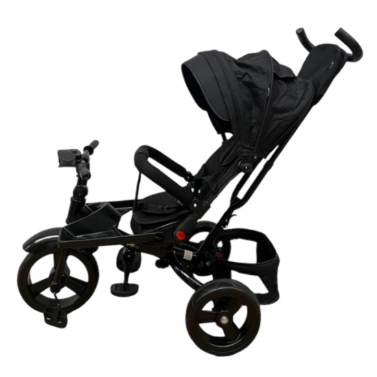 Tricicleta copii cu pozitie de somn, muzica si lumini, 8 luni-4 ani, UNV-5099EVA-NEGRU