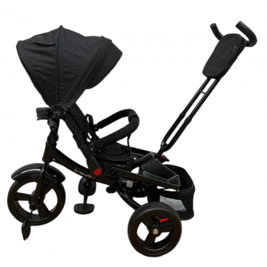 Tricicleta copii cu pozitie de somn, muzica si lumini, 8 luni-4 ani, UNV-5099EVA-NEGRU