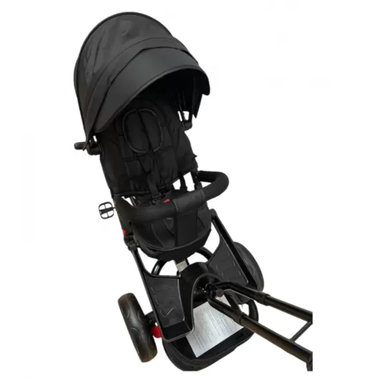 Tricicleta copii cu pozitie de somn, muzica si lumini, 8 luni-4 ani, UNV-5099EVA-NEGRU