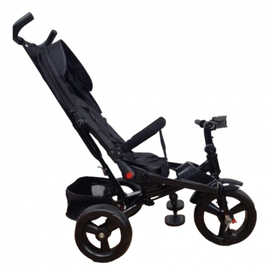 Tricicleta copii cu pozitie de somn, muzica si lumini, 8 luni-4 ani, UNV-5099EVA-NEGRU