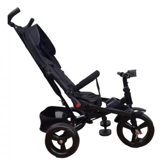 Tricicleta copii cu pozitie de somn, muzica si lumini, 8 luni-4 ani, UNV-5099EVA-NEGRU