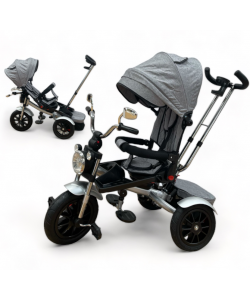 Tricicleta Copii Pozitii Somn Motostyle Grey&Black, Scaun Reversibil, Roti Cauciuc 03