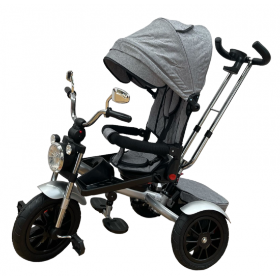 Tricicleta Copii Pozitii Somn Motostyle Grey&Black, Scaun Reversibil, Roti Cauciuc 03