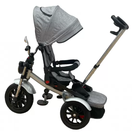 Tricicleta Copii Pozitii Somn Motostyle Grey&Black, Scaun Reversibil, Roti Cauciuc 03