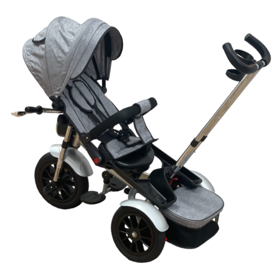 Tricicleta Copii Pozitii Somn Motostyle Grey&Black, Scaun Reversibil, Roti Cauciuc 03
