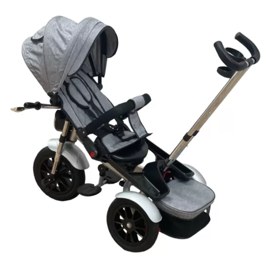 Tricicleta Copii Pozitii Somn Motostyle Grey&Black, Scaun Reversibil, Roti Cauciuc 03