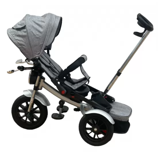 Tricicleta Copii Pozitii Somn Motostyle Grey&Black, Scaun Reversibil, Roti Cauciuc 03