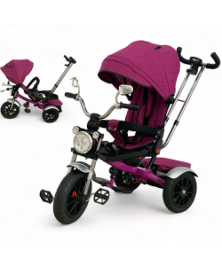 Tricicleta copii cu pozitii somn Motostyle Mov, scaun reversibil, roti cauciuc 02