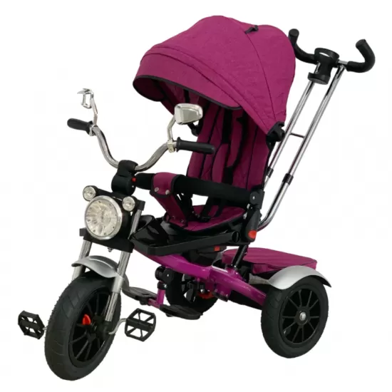 Tricicleta copii cu pozitii somn Motostyle Mov, scaun reversibil, roti cauciuc 02