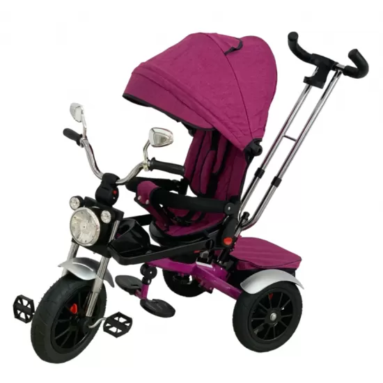 Tricicleta copii cu pozitii somn Motostyle Mov, scaun reversibil, roti cauciuc 02