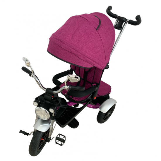 Tricicleta copii cu pozitii somn Motostyle Mov, scaun reversibil, roti cauciuc 02