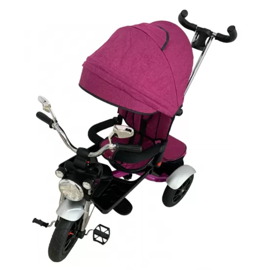 Tricicleta copii cu pozitii somn Motostyle Mov, scaun reversibil, roti cauciuc 02