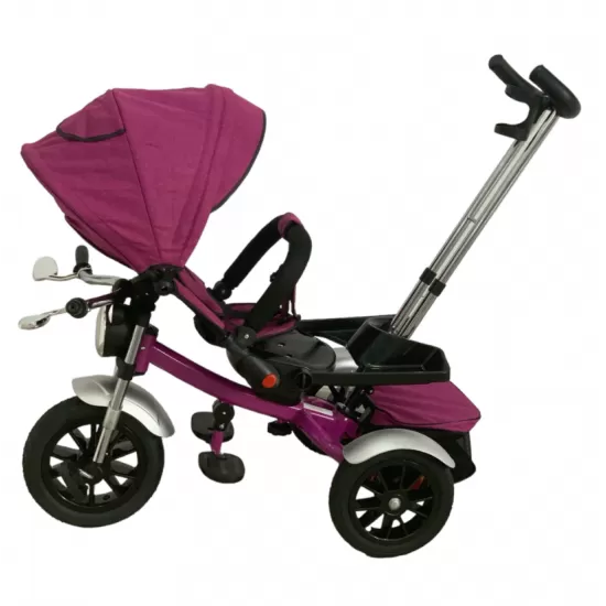 Tricicleta copii cu pozitii somn Motostyle Mov, scaun reversibil, roti cauciuc 02