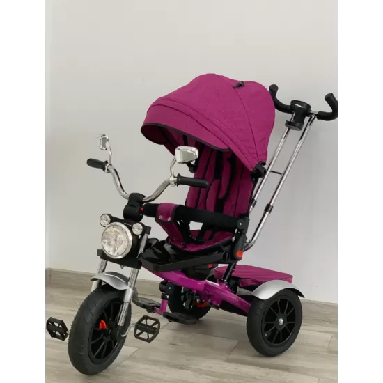 Tricicleta copii cu pozitii somn Motostyle Mov, scaun reversibil, roti cauciuc 02