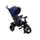 Tricicleta cu pozitie de somn, scaun reversibil, 8-36 luni, roata plina, far cu lumini si muzica, Albastru inchis