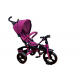 Tricicleta cu pozitie de somn, scaun reversibil, 8-36 luni, roata plina, far cu lumini si muzica, Roz