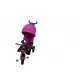 Tricicleta cu pozitie de somn, scaun reversibil, 8-36 luni, roata plina, far cu lumini si muzica,Fucsia