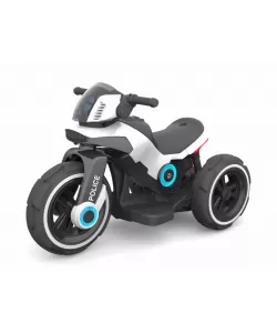 Motocicleta electrica pentru copii, 2 motoare, acumulator 12V, cu muzica si lumini, alba