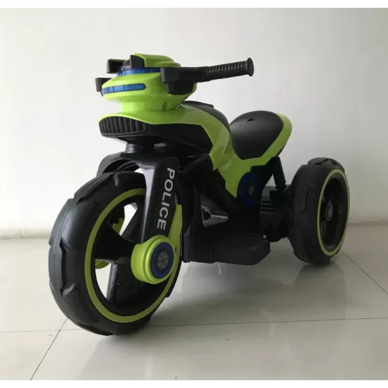 Motocicleta electrica pentru copii, 2 motoare, acumulator 12V, cu muzica si lumini, verde