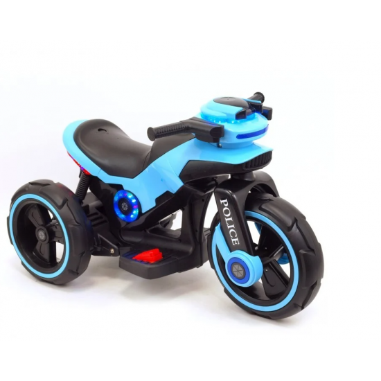Motocicleta electrica pentru copii,  2 motoare, acumulator 12V, cu muzica si lumini, bleu