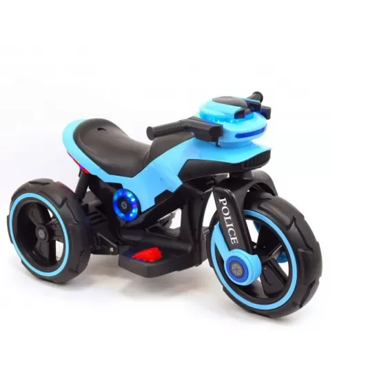 Motocicleta electrica pentru copii, 2 motoare, acumulator 12V, cu muzica si lumini, bleu