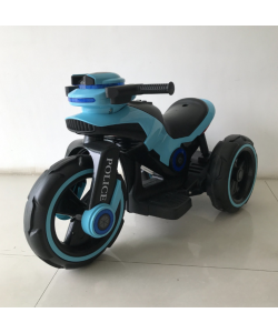 Motocicleta electrica pentru copii,  2 motoare, acumulator 12V, cu muzica si lumini, bleu