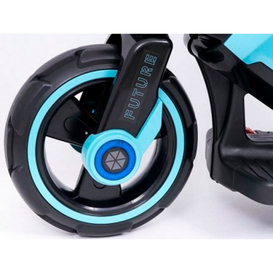 Motocicleta electrica pentru copii,  2 motoare, acumulator 12V, cu muzica si lumini, bleu