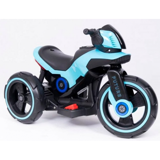 Motocicleta electrica pentru copii,  2 motoare, acumulator 12V, cu muzica si lumini, bleu