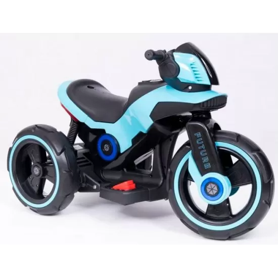 Motocicleta electrica pentru copii, 2 motoare, acumulator 12V, cu muzica si lumini, bleu
